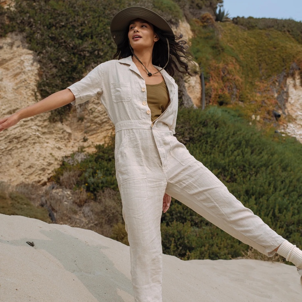 MATE The Label linen short sleeve jumpsuit XS